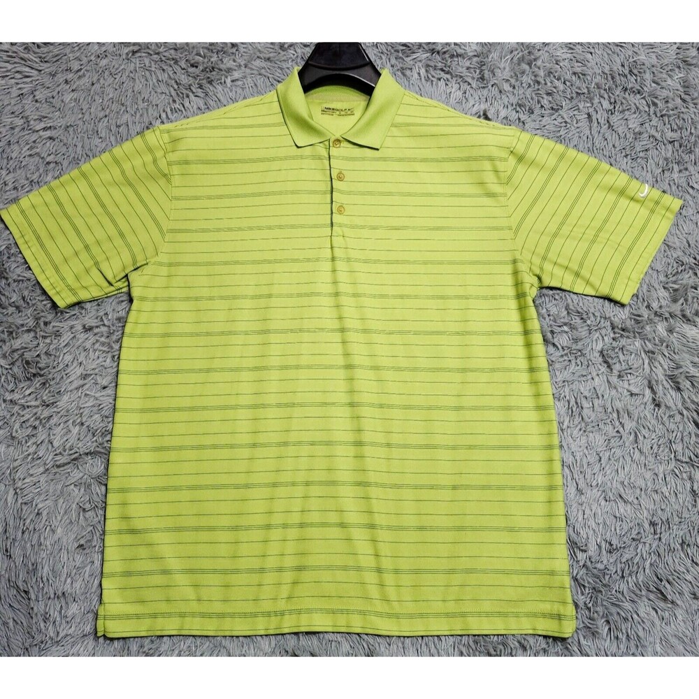 Nike Golf Fit‎ Dry Golf Polo Shirt Mens Size XL Xlarge Green Blue Striped Poly